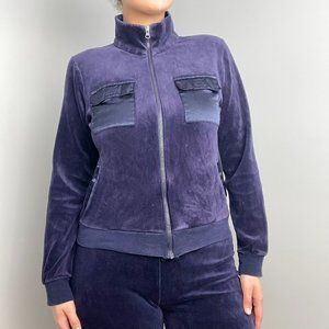 Y2K Coolwear USA Navy Blue Velour Satin Tracksuit